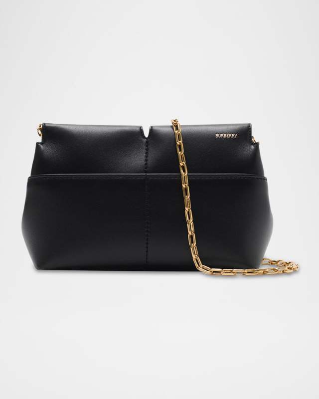 Snip Leather Clutch Bag with Chain Strap